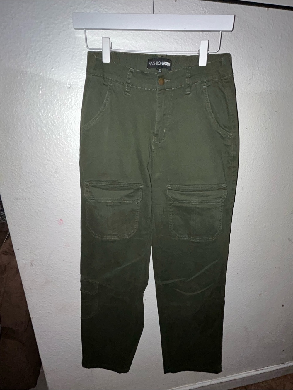 Fashion Nova Olive Utility Cargo Pants - Dark Olive Green